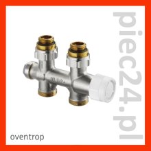 Oventrop "Multiflex F" ZB-podwójne przylacze z odcieciem 1 / 2"GZx3 / 4"GZ, z mosiadzu, niklowane