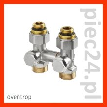 Oventrop "Multiflex V" ZB-podwójne przyłącze z odcięciem 1 / 2"GZ x 3 / 4"GZ, z mosiądzu, funkcja opróżniania